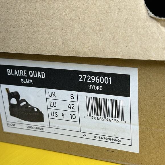 Dr. Martens Blaire Quad Platform Black Hydro Leather Sandals Women’s size 10 - Picture 15 of 15